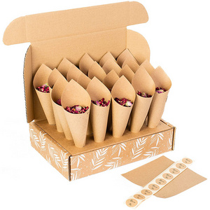 Biodegradable Eco Friendly French Fry Waffle Egg Wedding Confetti Cone Stand Packaging Box Tray Holder Kraft Shipping Mailer Box