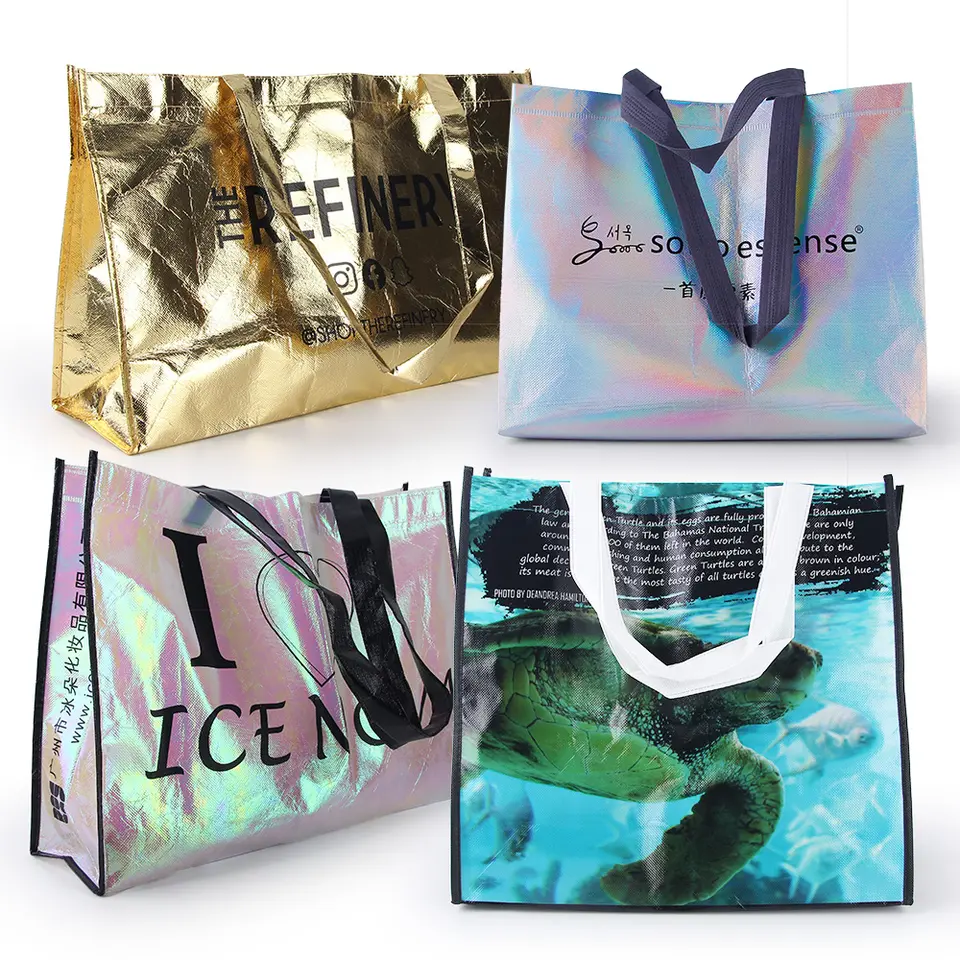 Wholesale Custom Printed Eco Friendly Recycle Reusable Grocery PP Laminated Non Woven Fabric Tote Shopping Bags