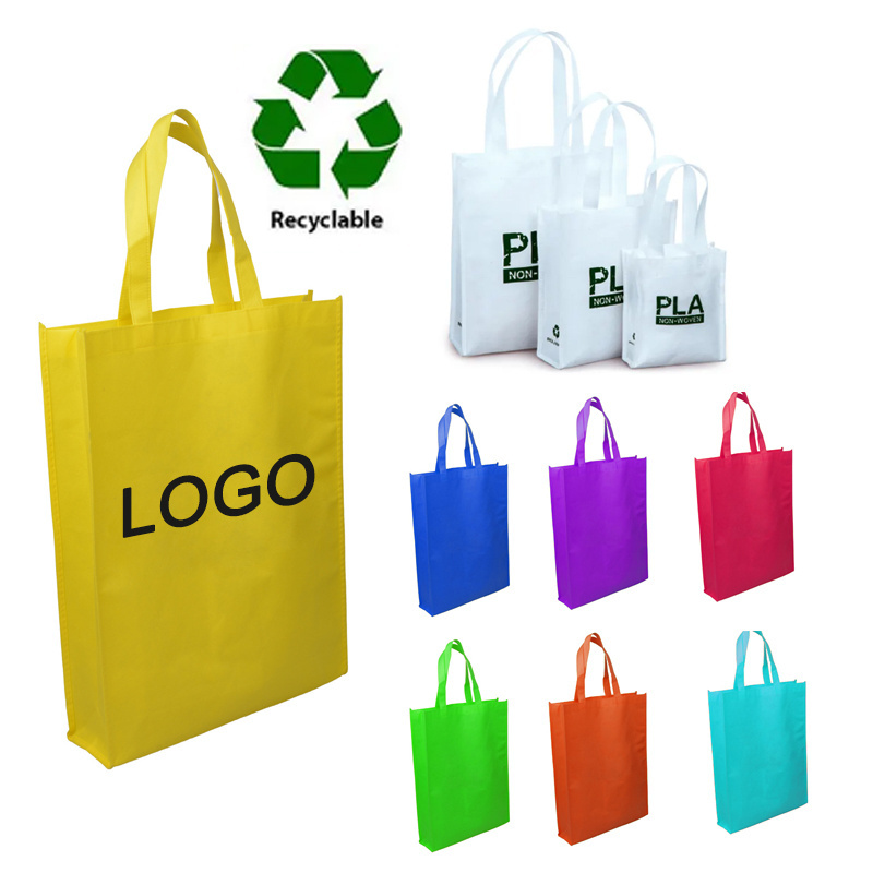 Wholesale Custom Printed Eco Friendly Recycle Reusable Grocery PP Laminated Non Woven Fabric Tote Shopping Bags