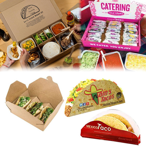 Custom Restaurant togo takeout cardboard finger food boxes big tacos packaging holder container for takeaway taco box