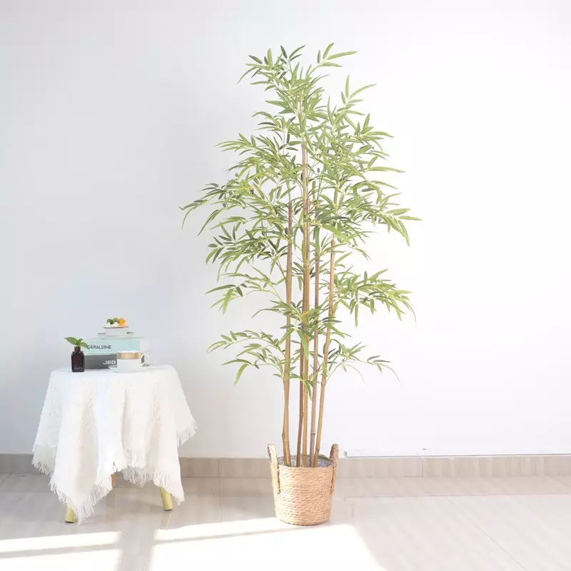 Hot selling 9 poles 140cm artificial bamboo plant bonsai green plant indoor and outdoor artificial plants