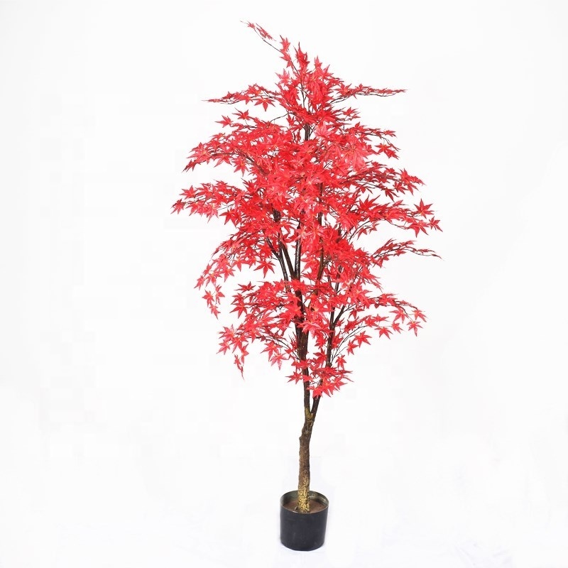 Free Sample Artificial Autumn Fall Leaves Garland for Thanksgiving Home Decoration Red Maple Tree 7237