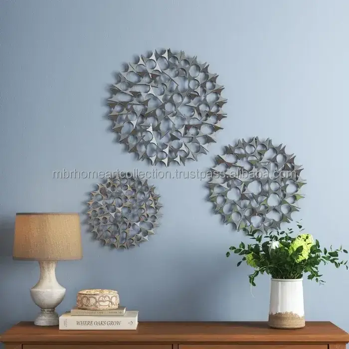 3 Piece Metal Starburst Wall Decor with Cutout Design Set of 3 New Collection Arrival for Home Decor