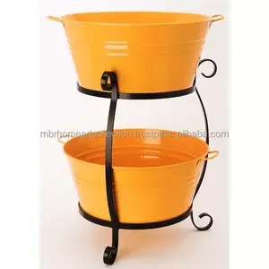 Newly customized metal tin beer champagne ice bucket cheap oval beer promotion gift Ice Container and tub with Iron stand