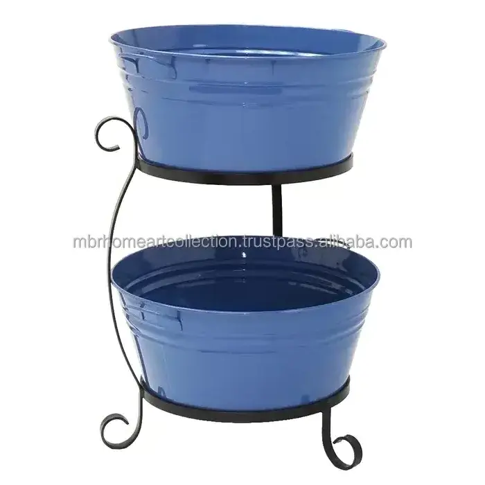 Newly customized metal tin beer champagne ice bucket cheap oval beer promotion gift Ice Container and tub with Iron stand