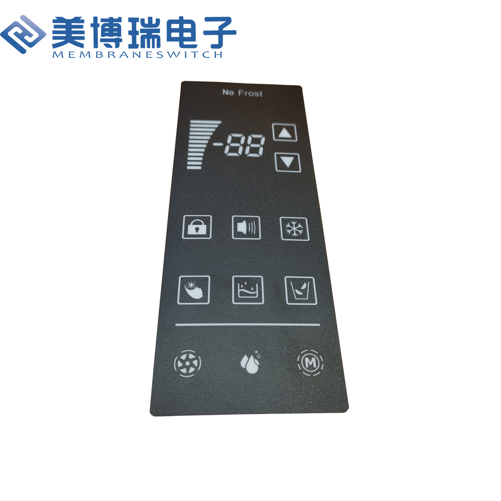 Embossed tactile button membrane keypad with F150 PET graphic overlay