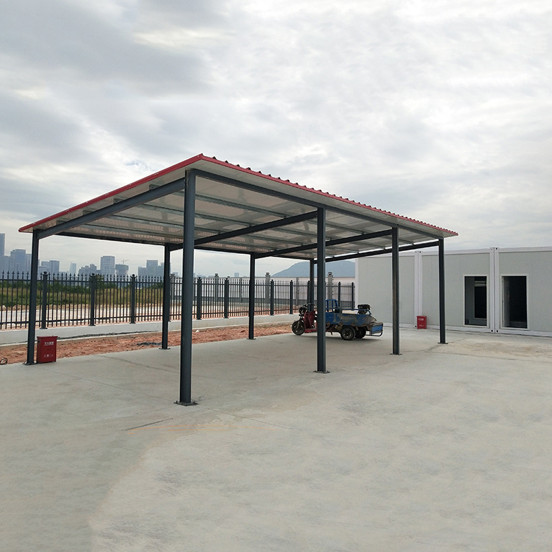 Outdoor Waterproof Small Size Single Slope Roof Carport Open Prefab Steel Frame Carport