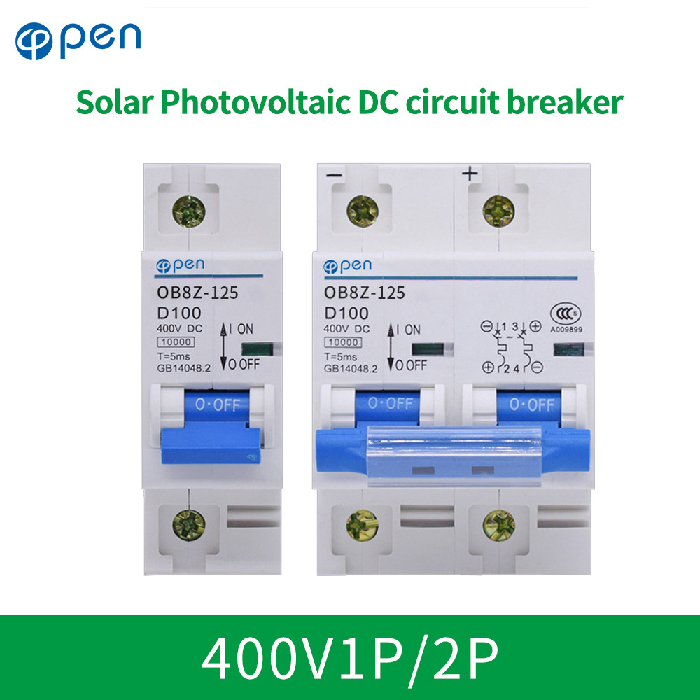 Solar Energy 125A PV MCB DC 500Vdc 1000V Mini Circuit Breaker 2P  Photovoltaic Power Generation Switch