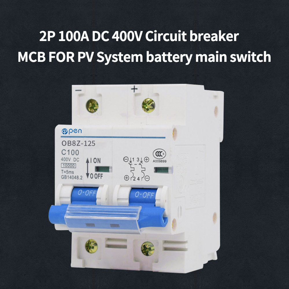 Solar Energy 125A PV MCB DC 500Vdc 1000V Mini Circuit Breaker 2P  Photovoltaic Power Generation Switch