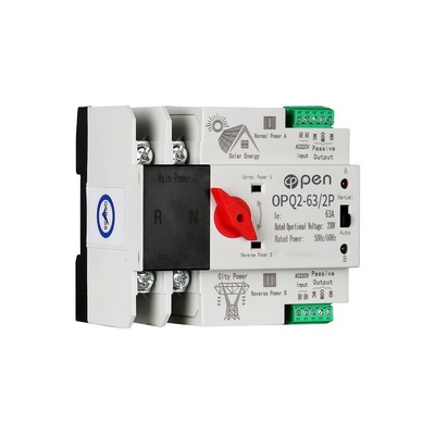 2P 63A 125AC 220V ATS PV System Power Use  Din Rail Photovoltaic Solar Power Dual Power Automatic Transfer Switch