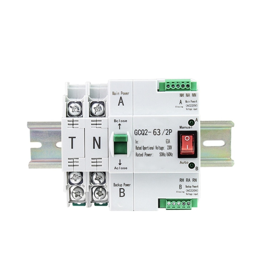 220V 230Vac Din rail Module 63A 125A  Single phase ATS Dual power Automatic Transfer Switch