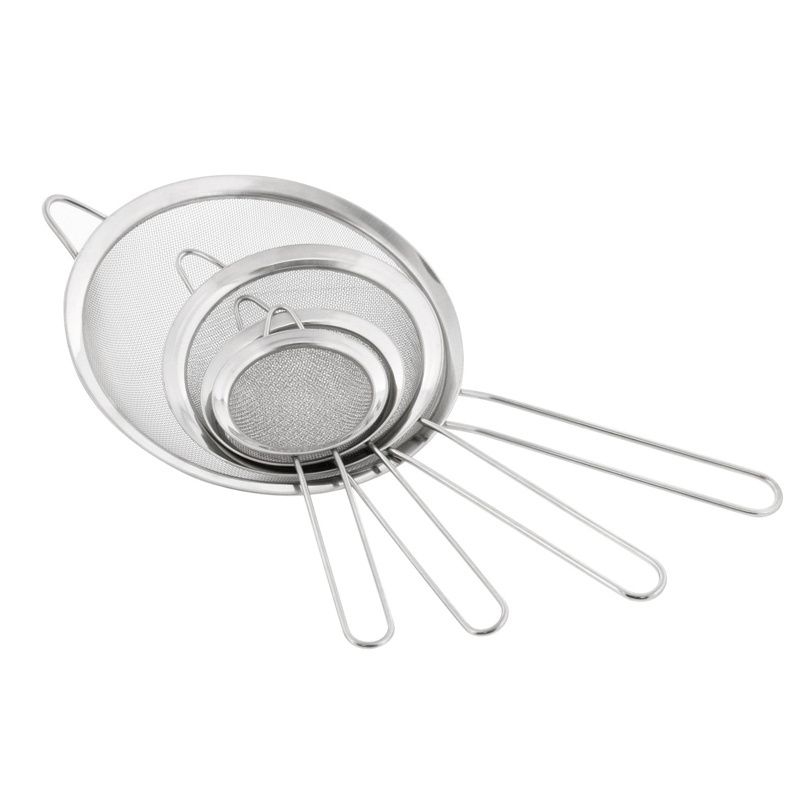 Kitchen Fine Mesh Strainer - Stainless Steel Mesh Sieves with Silicone Handles - 3