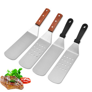 Stainless Steel Metal Flat Grilling Spatula Griddle Scraper Accessories Pancake Hamburger Turner for BBQ Cast Iron Griddle Grill