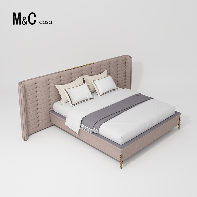 2023 New Design Rosewood Furniture Genuine Leather King Beds Custom Luxury Brand Bedroom Furniture Set Soft Upholstered Bed