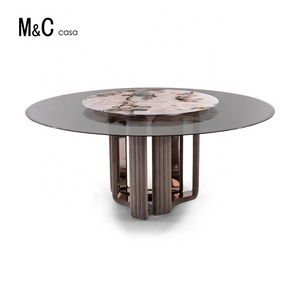 2023 New Designs Dining Room Furniture Marble Dining Table Round Dinning Table With Rotating Center