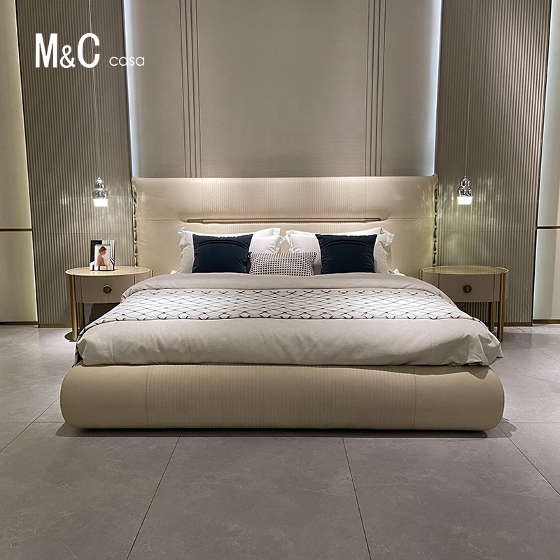 No Moq Classic King Modern Full Set Furniture Set Bedroom Big Size Designers Luxury Italian Style modern leather double bed