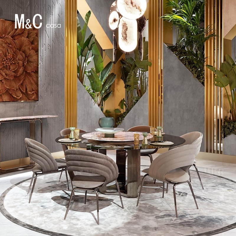 2023 New Designs Dining Room Furniture Marble Dining Table Round Dinning Table With Rotating Center