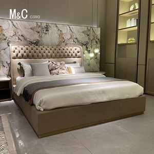 Furniture Upholstery Designer Beds italian leather bed king size 1.8 m double luxury bed modern