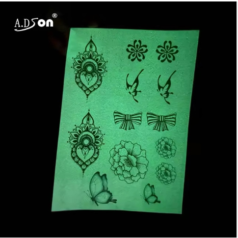 Lots peiople enjoy of A4 A3 GLOW IN THE DARK printable laser temporary tattoo paper set water transfer type for body art