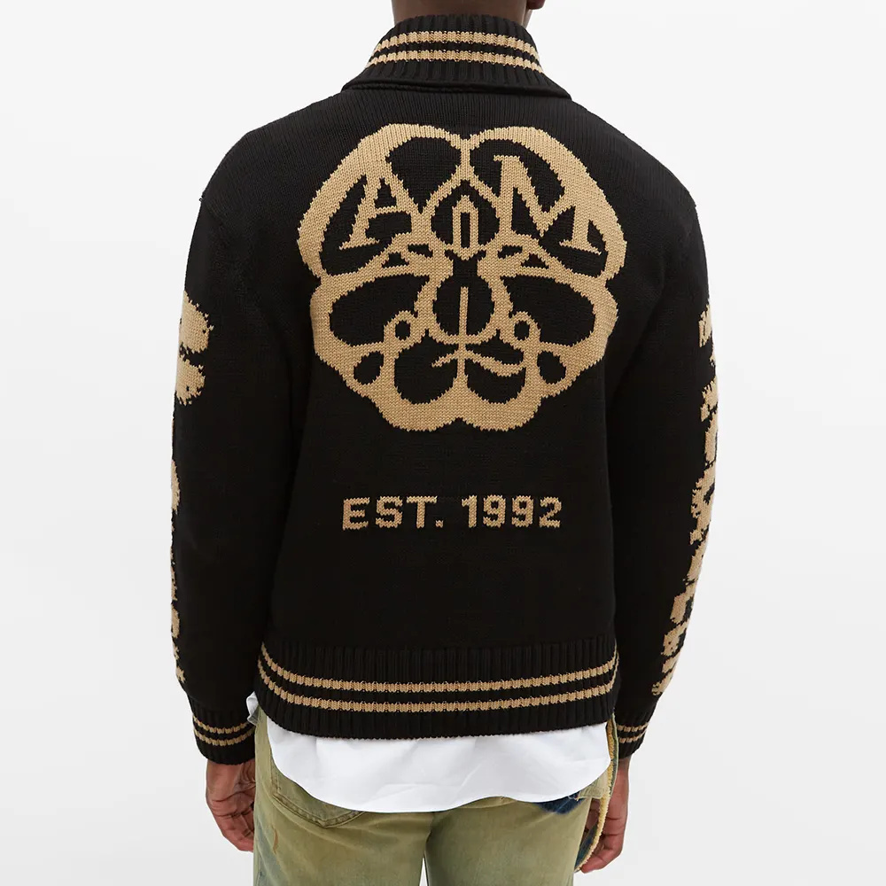 OEM Custom  Men's Cardigan embroidery  Sweater  varsity Cardigan for Men