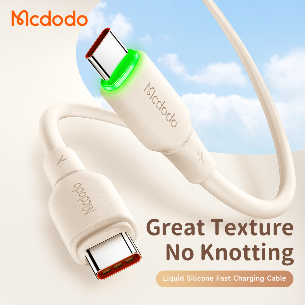 Mcdodo 477 1.2M 60W Pd USB C Super Charge Cable Silicone LED 65W USB-C to USB-C Led On Cable Wire for iPhone 15 Pro Max Mac.