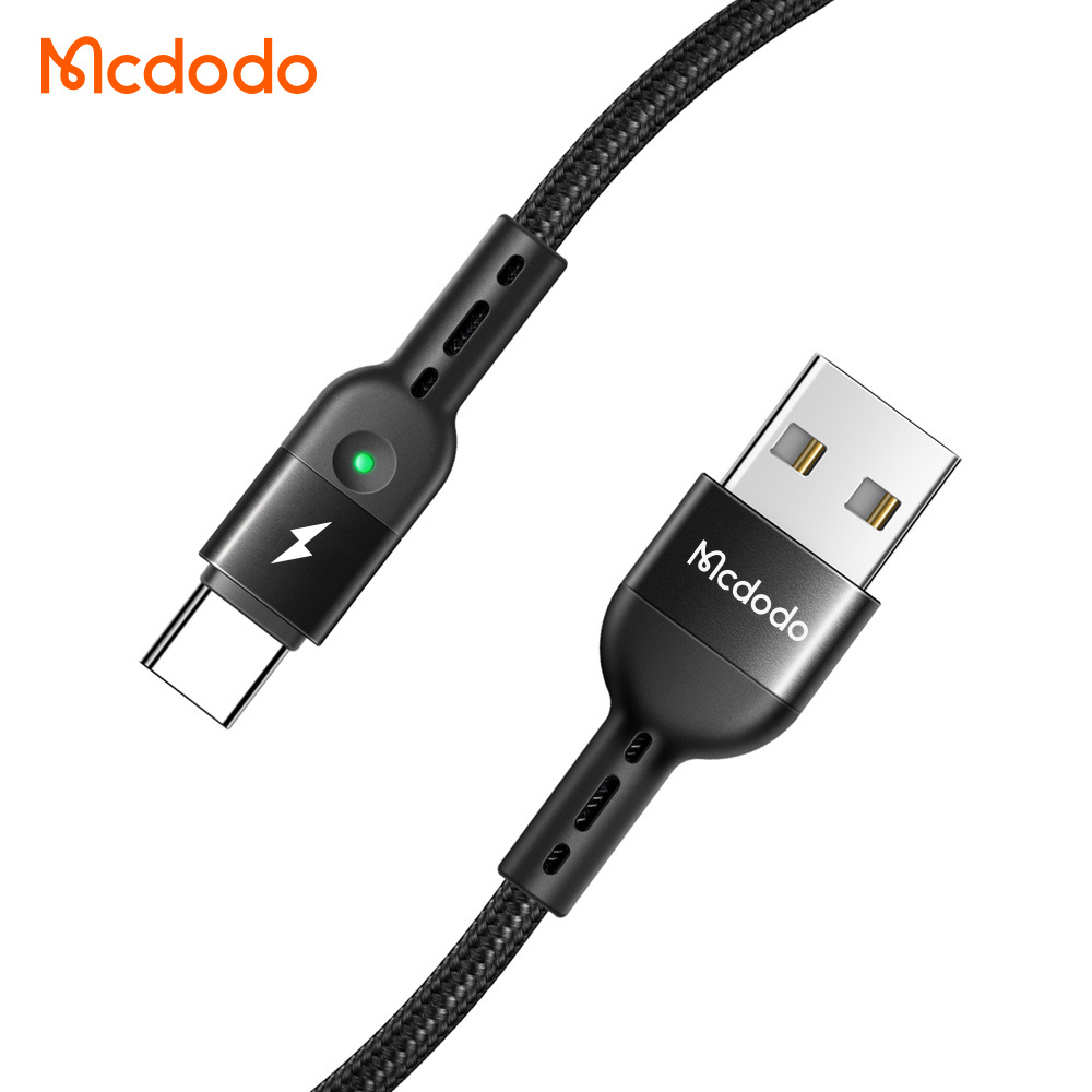 Mcdodo 641/642 USB C 6FT Nylon Braided Green LED Light Car Spring Flexible Coil Cord USB Cable For Samsung iphone