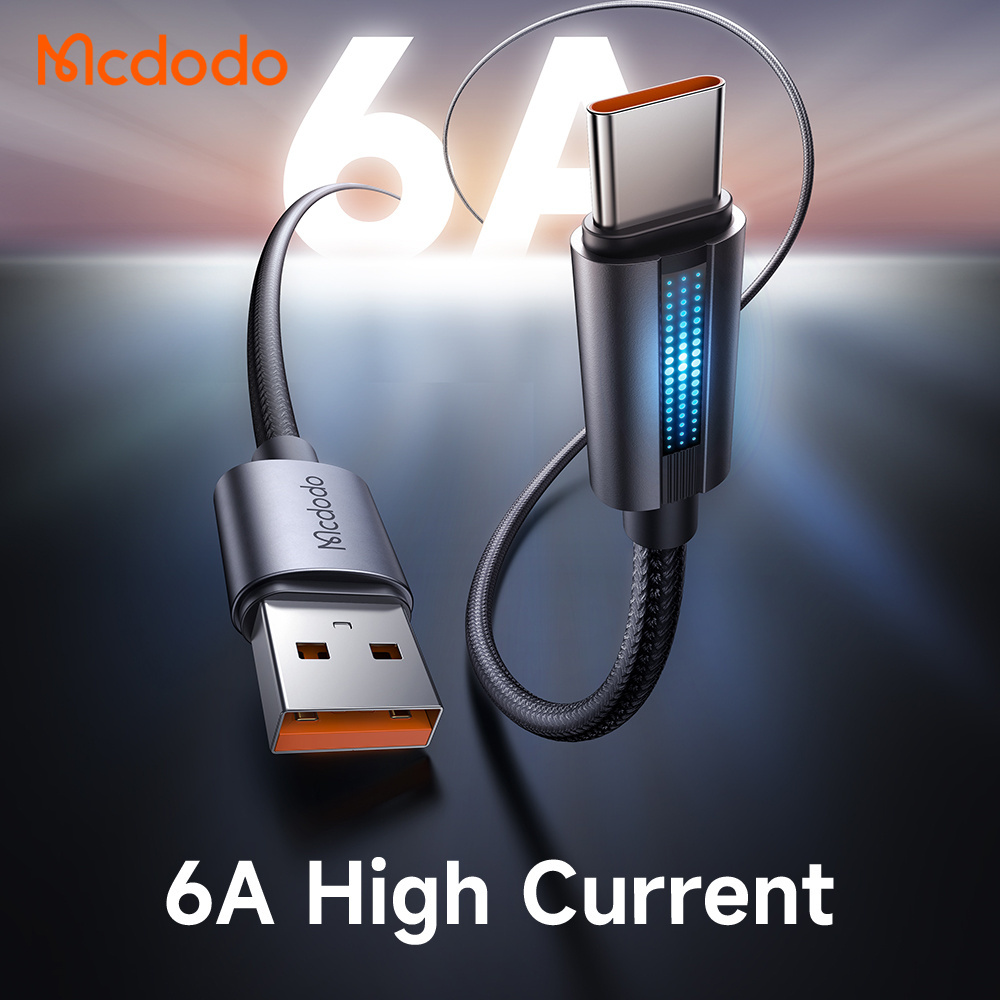 Mcdodo 518/566 100W 66W Fast Charging Type-C USB Data Cable Nylon Metal Breathing Light Lamp Effect for SAMSUNG OPPO VIVO XIAOMI