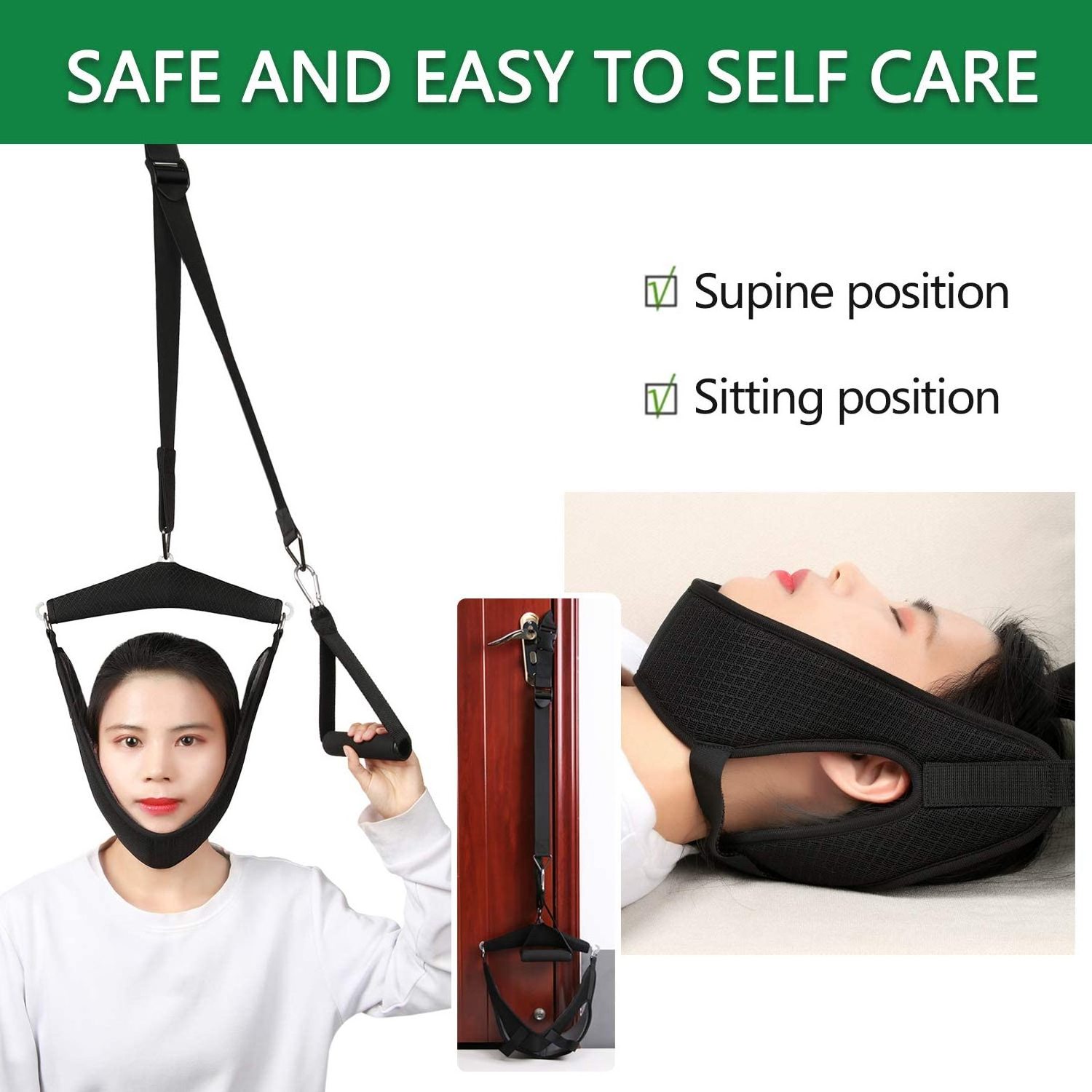 Overhead Traction Stretcher Neck Support Neck Hammock Decompressor Neck Pain Relief Complete Over Door Setup for Home Use Meclon