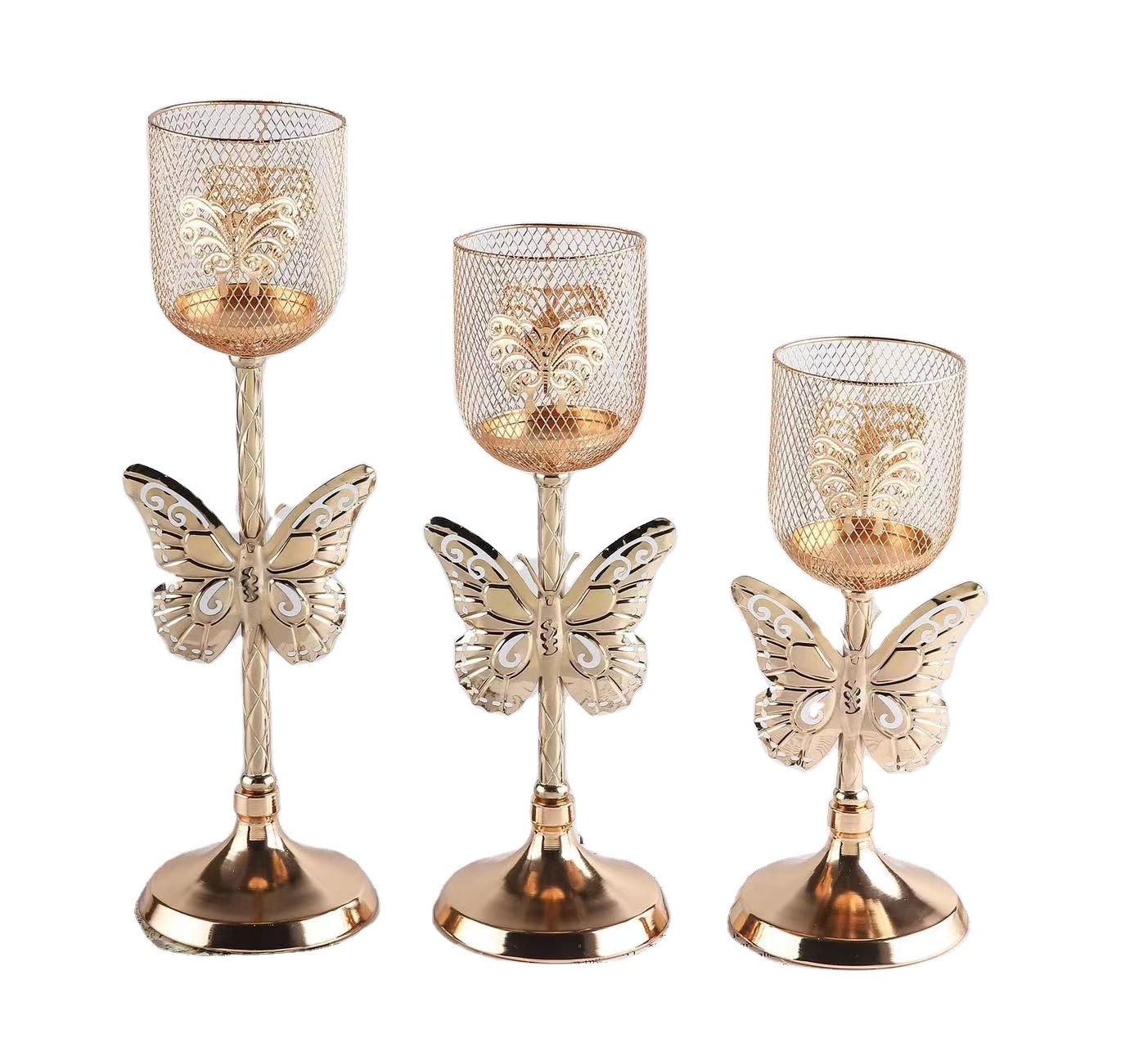 Crystal Candle Lantern Gold Candle Candelabra Candlestick Butterfly Decor Pillar Holder Wedding Decoration Table Centerpieces