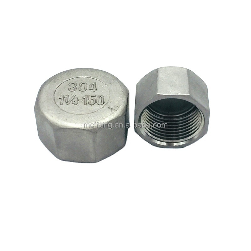 304 316 stainless steel high-pressure  thickened internal thread hexagonal pipe cap outer hexagonal pipe cap