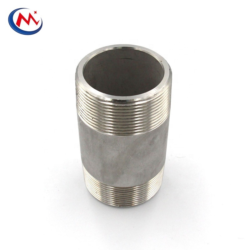 stainless steel threaded pipe DIN BSP NPT thread sch40 sch80 male thread stainless steel 304/316 pipe barrel nipple