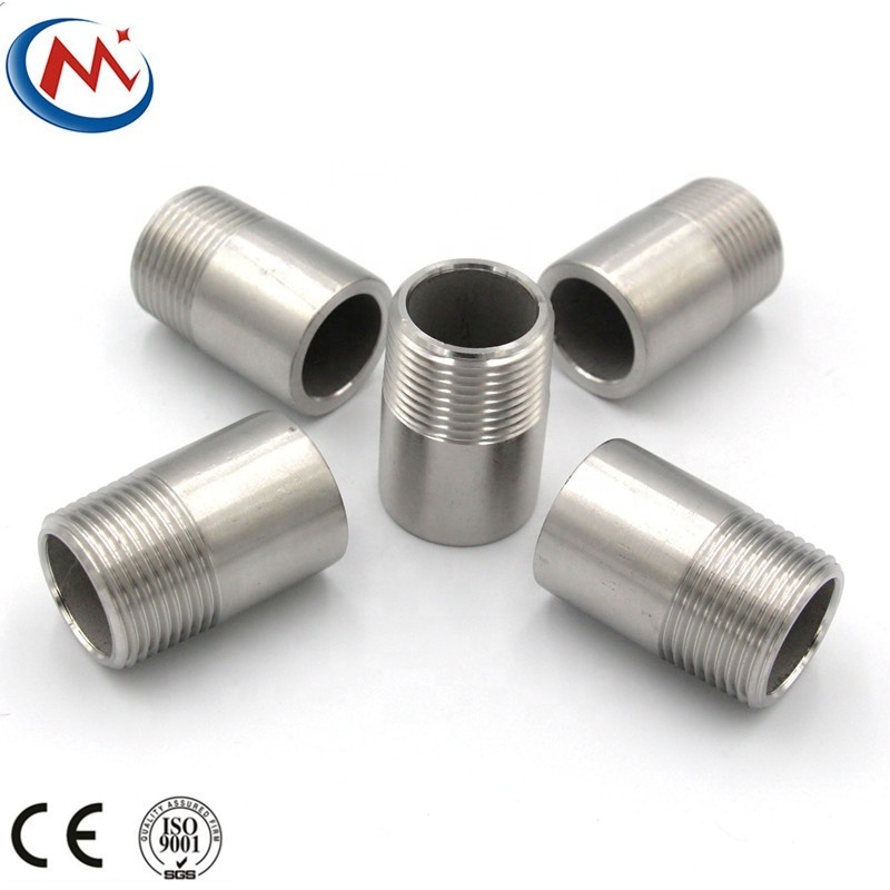 stainless steel threaded pipe DIN BSP NPT thread sch40 sch80 male thread stainless steel 304/316 pipe barrel nipple