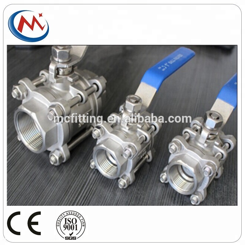 3pc ball valve price cf8m cf8 valve  pressure 1000WOG manual stainless steel ball valve