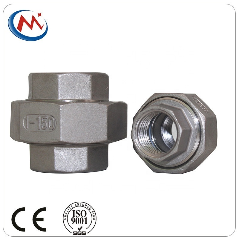 Class150 hydraulic union fitting stainless steel pipe fitting male& female NPT threaded flat union SS304/316 pipe fitting union