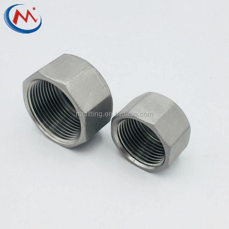 304 316 stainless steel high-pressure  thickened internal thread hexagonal pipe cap outer hexagonal pipe cap