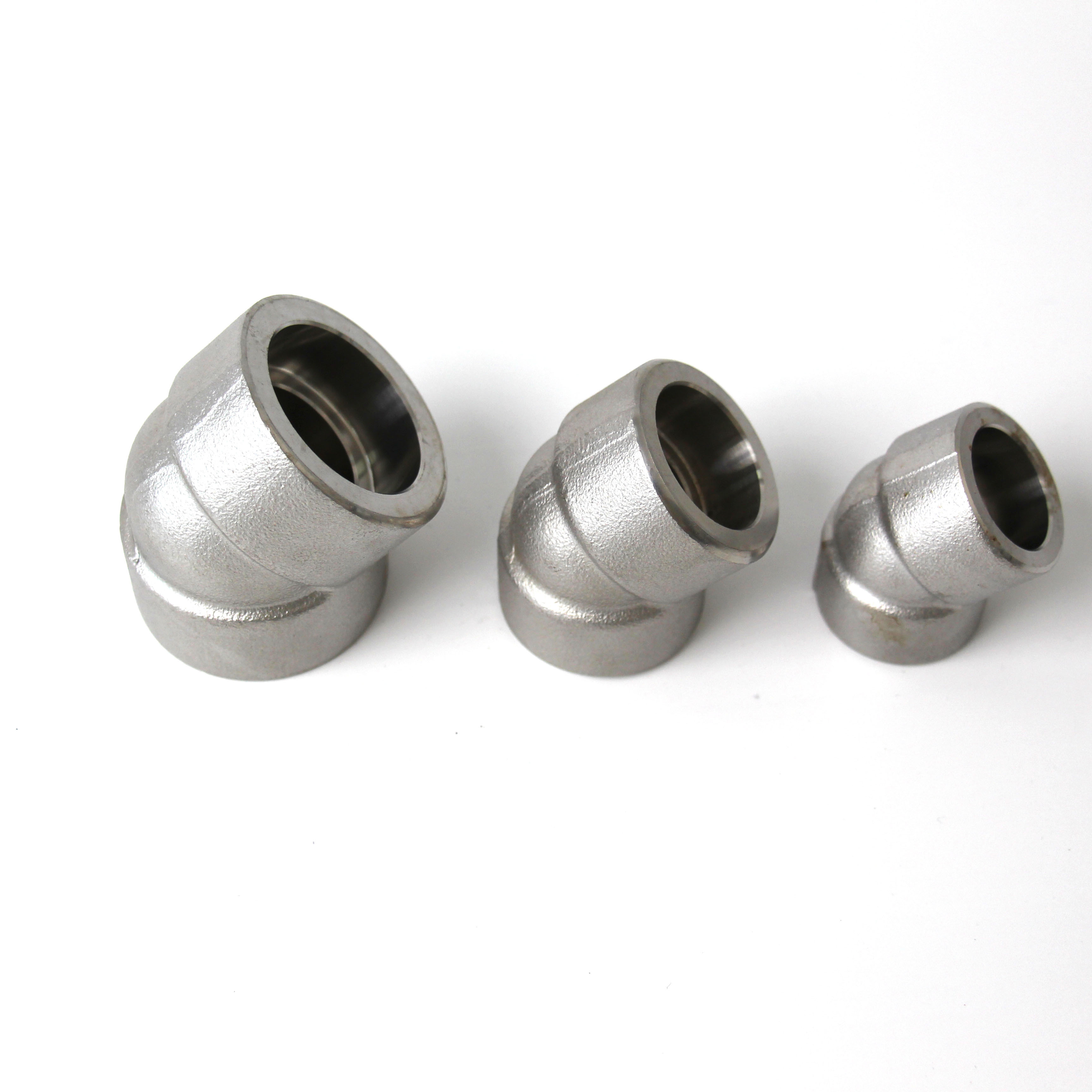 High pressure pipe hydraulic fittings 2000L 3000L  6000L carbon steel thread 45 90 degree socket welding elbow