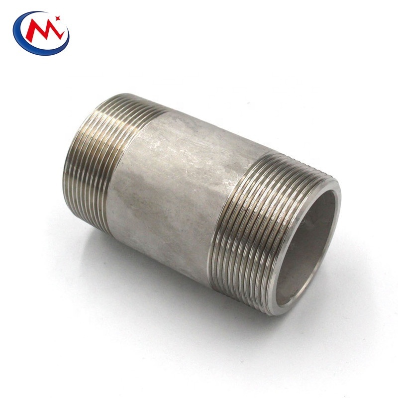 stainless steel threaded pipe DIN BSP NPT thread sch40 sch80 male thread stainless steel 304/316 pipe barrel nipple