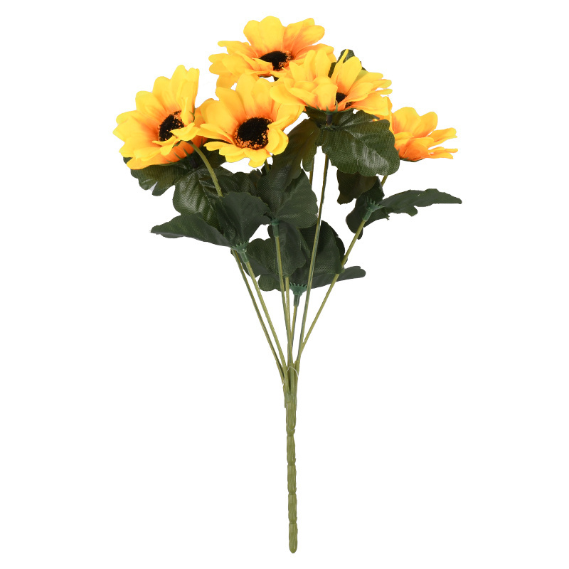 Artificial Sunflower Bouquet Silk Faux Flowers Yellow Bulk Flowers For Home Wedding Decorations