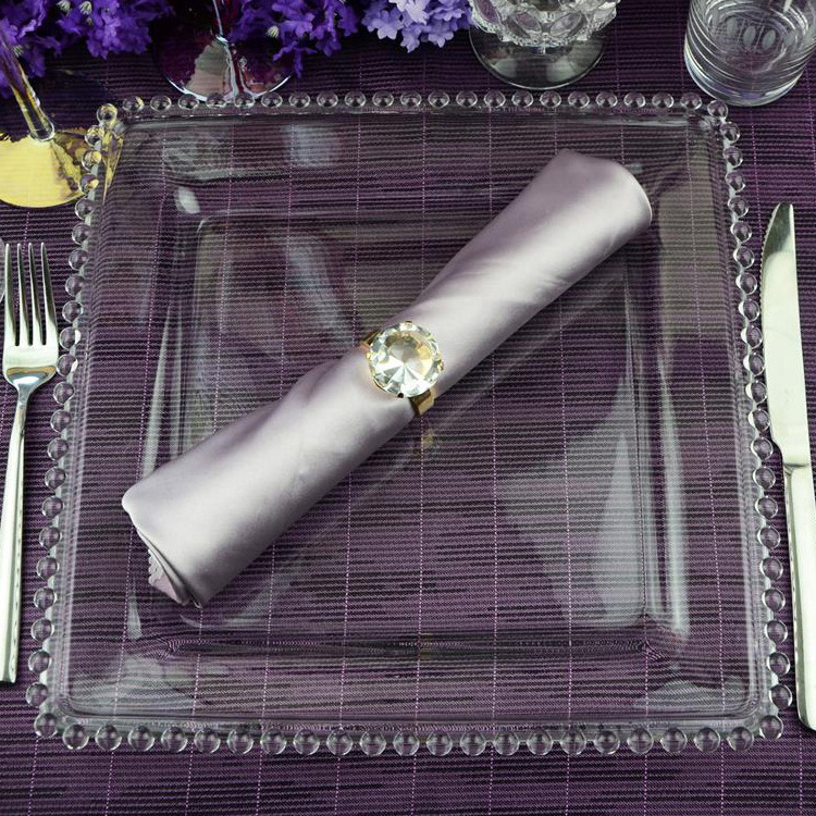 Glass wedding table decoration gold square charger plate