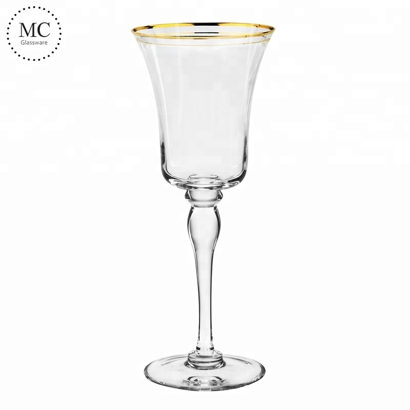 Wholesale Gold  Band Design Wine Glass set of champagne glasses  Elegant Glassware And Stemware