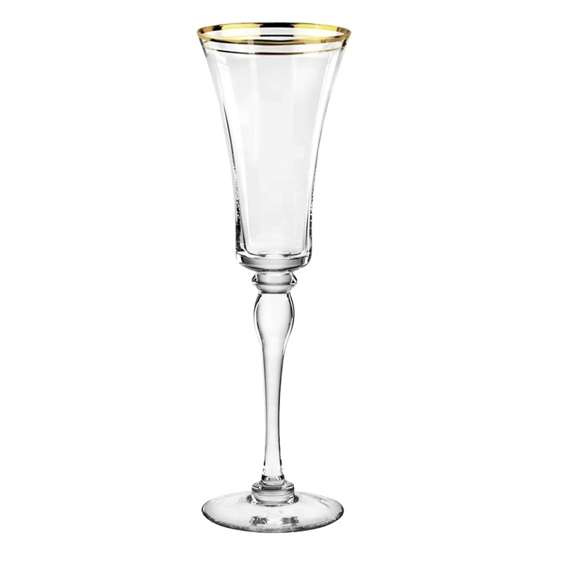 Wholesale Gold  Band Design Wine Glass set of champagne glasses  Elegant Glassware And Stemware