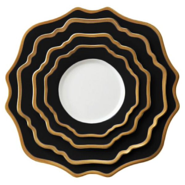 Peach black ceramic charger plates dinner sets for wedding decorations dinnerware set restaurant party  porcelain plate