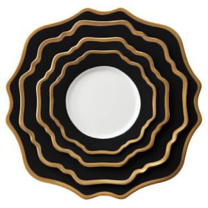 Peach black ceramic charger plates dinner sets for wedding decorations dinnerware set restaurant party  porcelain plate