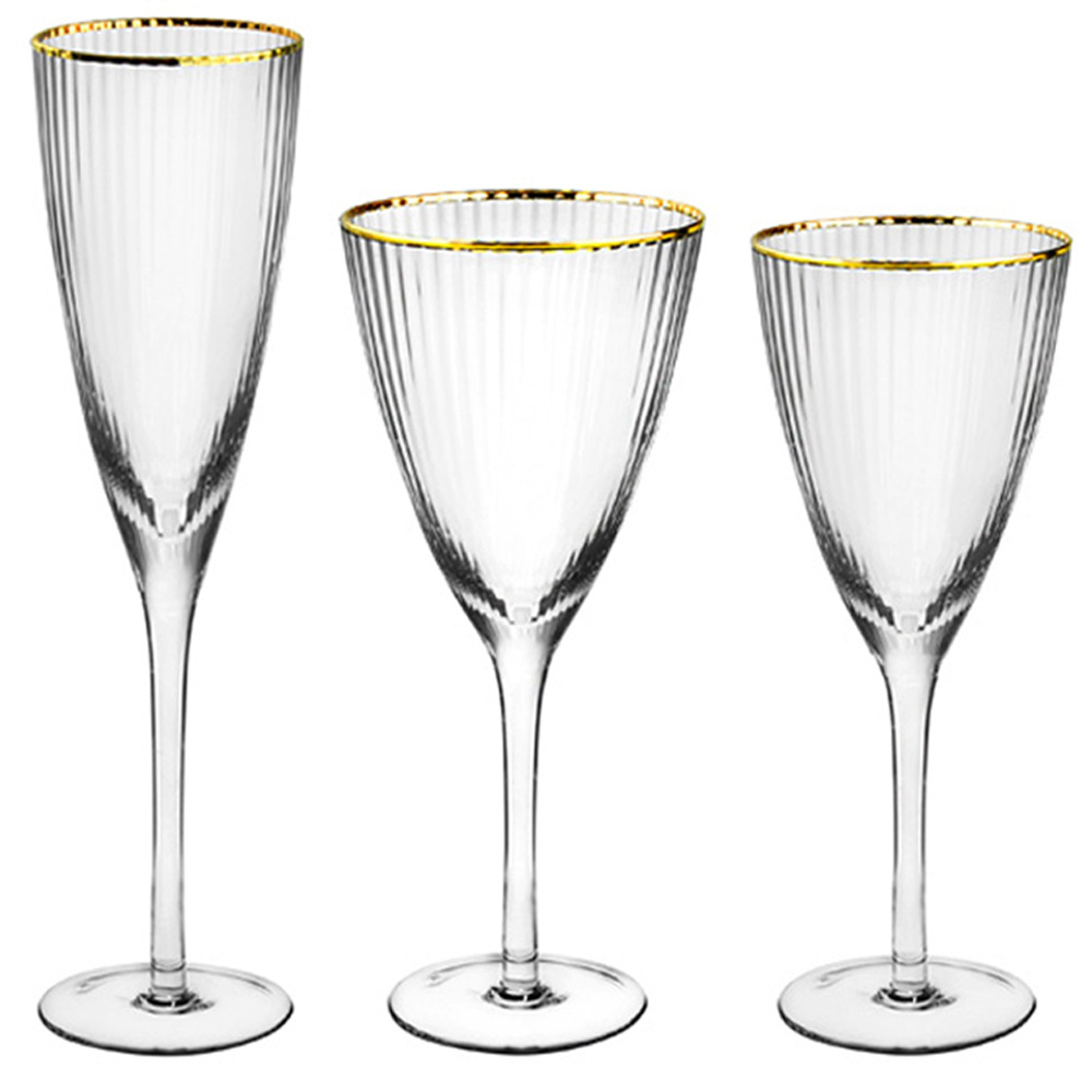 Drinkware glasses Gold Rim Hammered Glassware Red Wine Cocktail Hand Blown Italian Style Crystal Bordeaux Wine Glasses