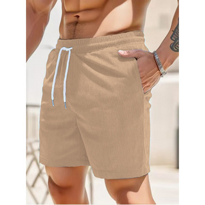 King Mcgreen star Summer Hot Selling Summer Men Grey Corduroy Shorts Training Fitness Corduroy Sportswear Five Cent Shorts