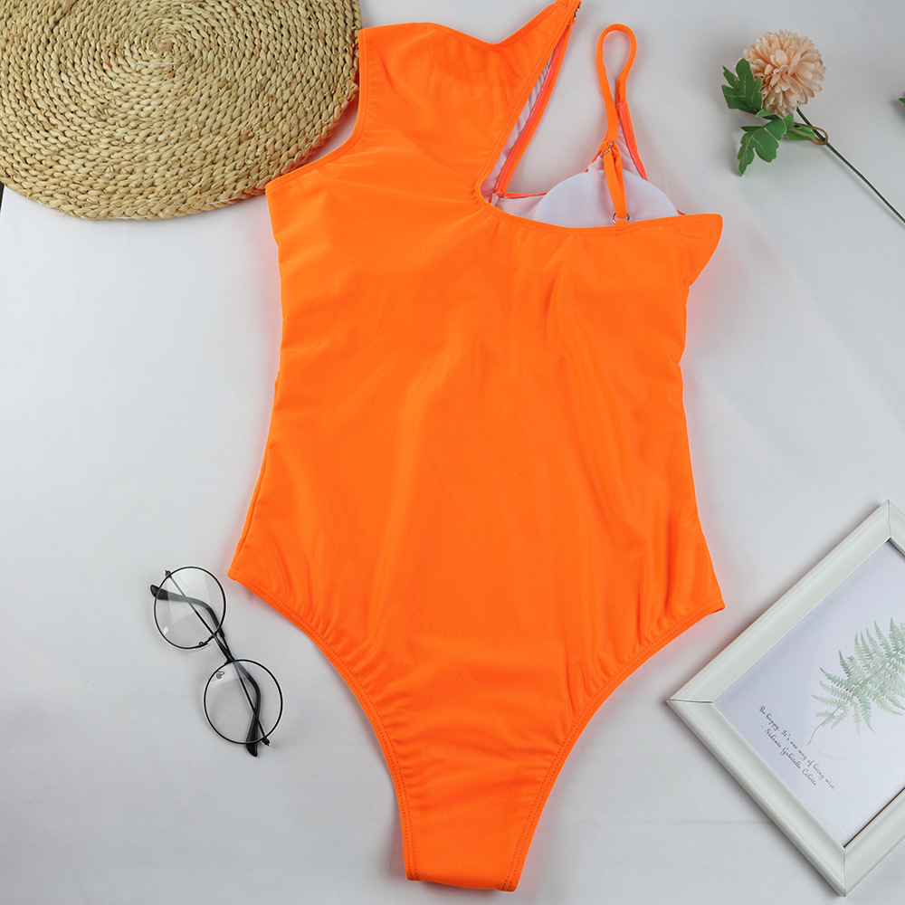 Vintage one piece swimsuit women Belt bathing suit Print swimwear 2022 female Hollow out bodysuit bathers bikini Retro Monokini