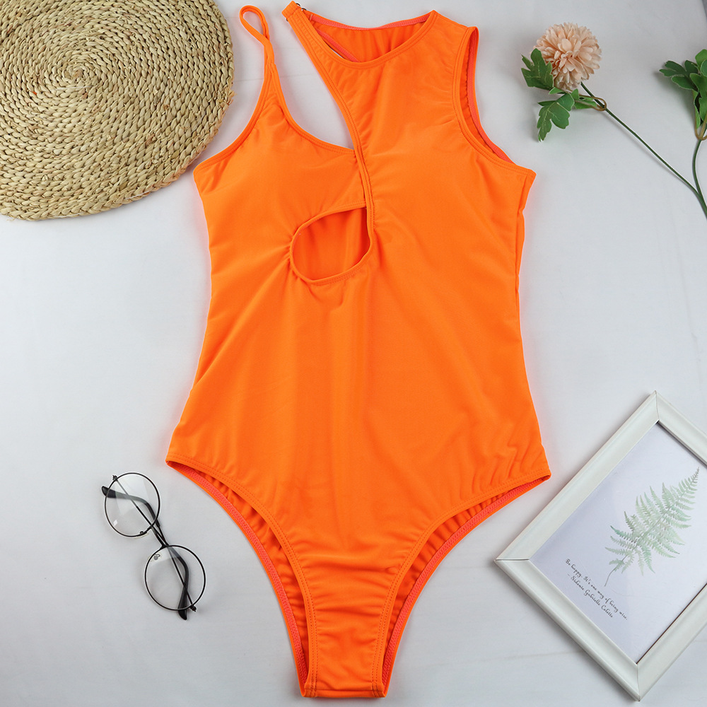 Vintage one piece swimsuit women Belt bathing suit Print swimwear 2022 female Hollow out bodysuit bathers bikini Retro Monokini