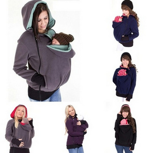 Women's Zip Up Maternity Baby Wearing Carrier Hoodie Sweatshirt Nursing Kangaroo Jacket Pullover Maternity Outerwear