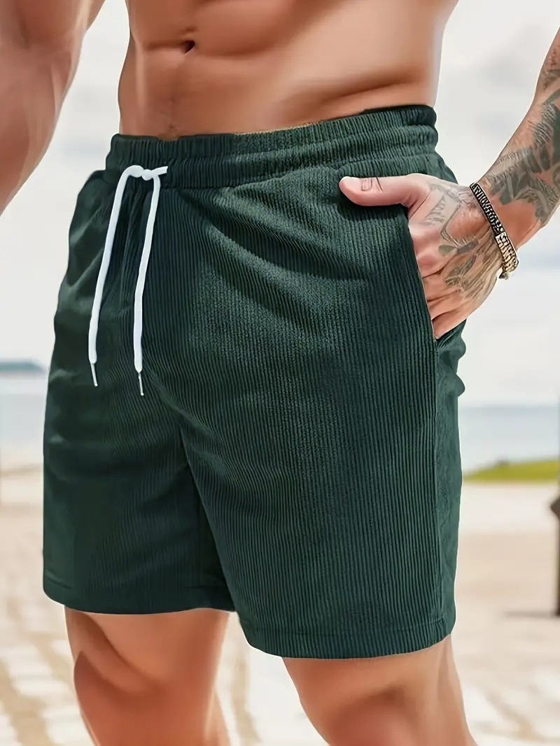 King Mcgreen star Summer Hot Selling Summer Men Grey Corduroy Shorts Training Fitness Corduroy Sportswear Five Cent Shorts