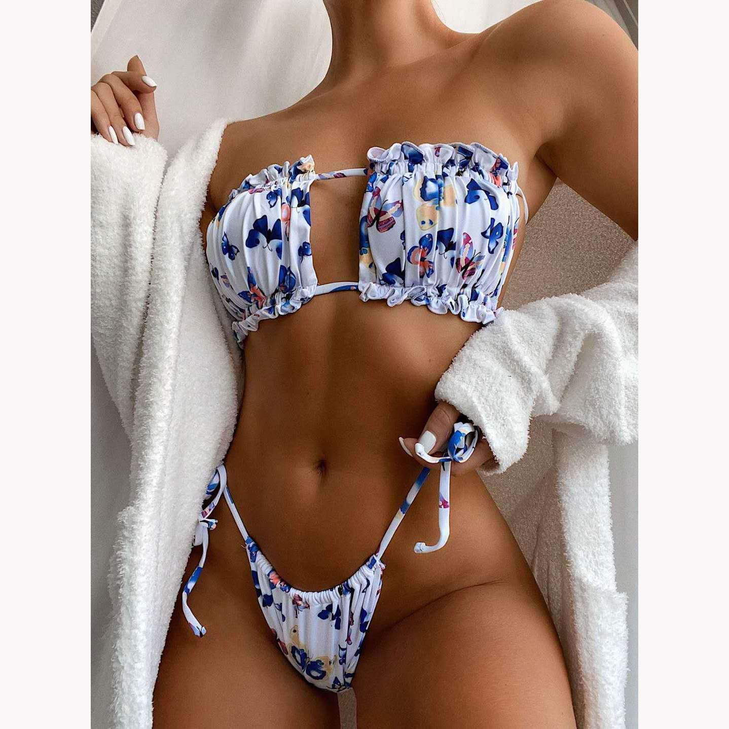 Leopard Strapless Micro Bikini Sets Women Sexy Mature Bikini Beachwear